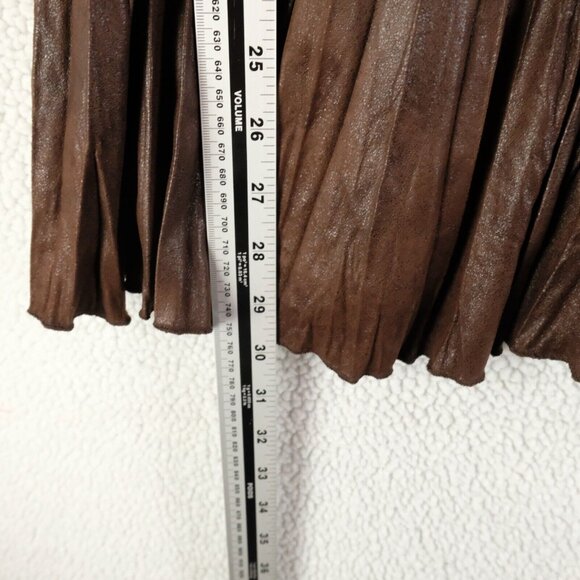 Joseph Ribkoff Skirt Womens 8 Brown Pleated Crinkle A-Line Midi Elegant - Picture 3 of 7